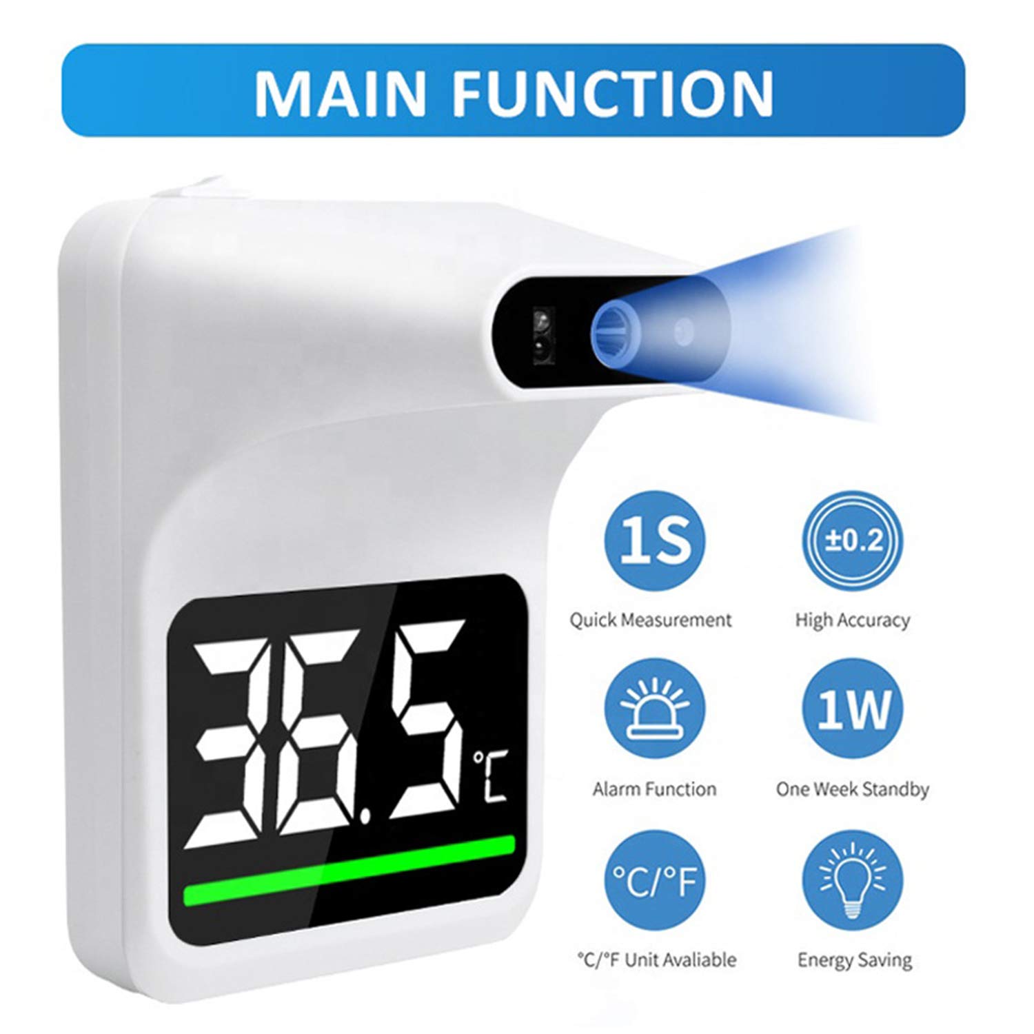 ZYC Termometro a infrarossi USB a Parete Termometro Senza Contatto Termometro Digitale Termometro Digitale per Febbre Adulti Sensore di Temperatura