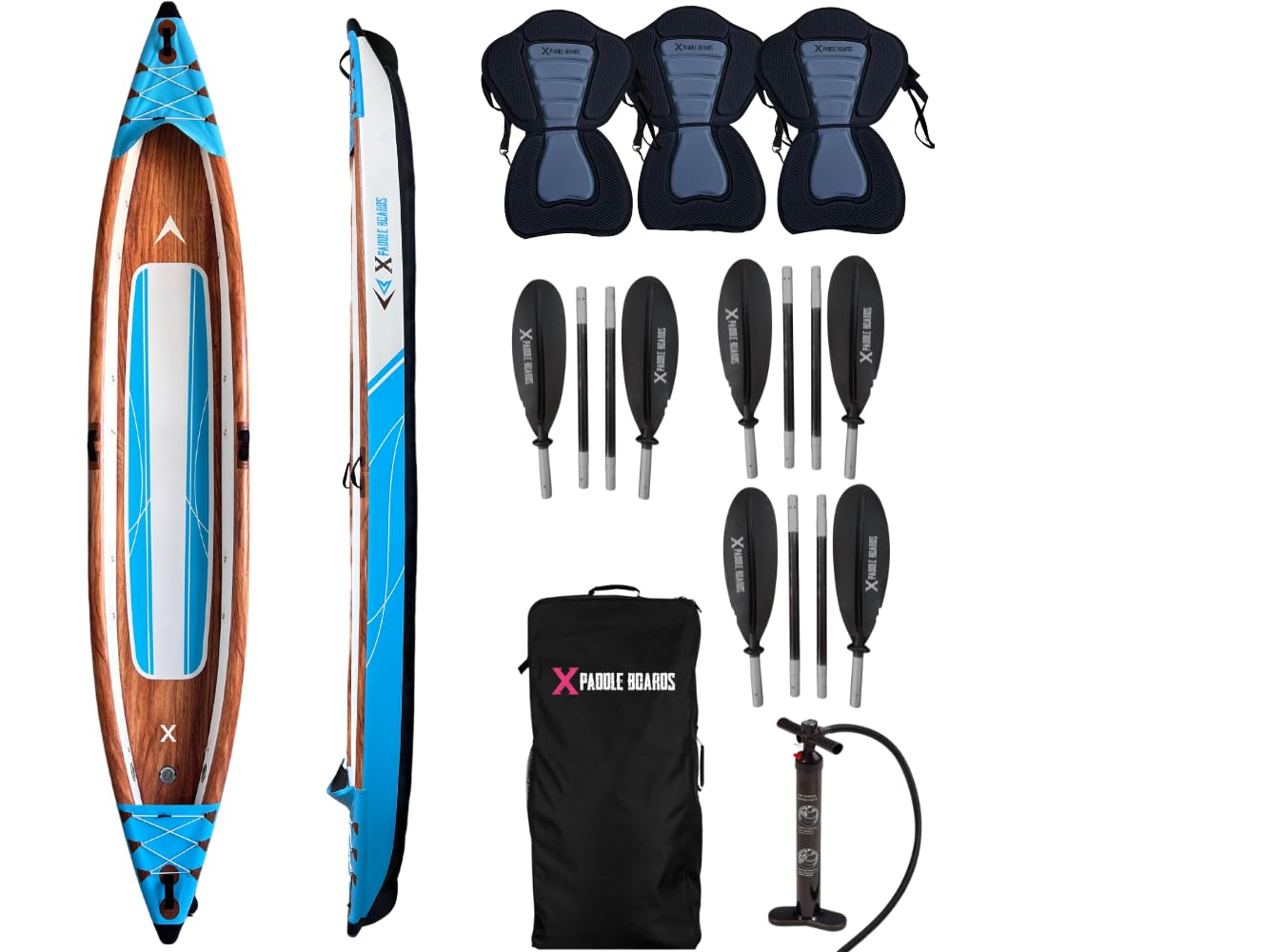 Canoa Kayak Inflable 3 Plazas Dropstitch 490 x 85 x 42 cm K-Blue