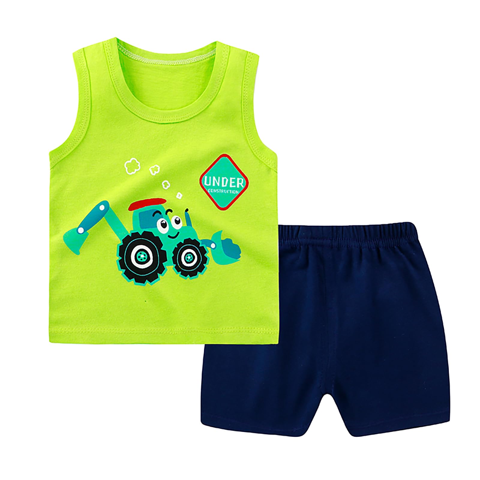Set di 4 canottiere e pantaloncini, in cotone, senza maniche, con pantaloncini e abiti estivi