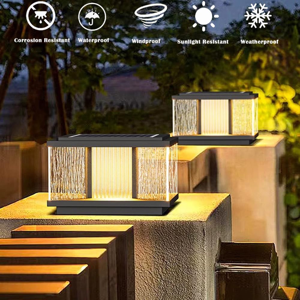 Globe Outdoor Waterproof Fence Wall Pillar Lamps Exterior Rainproof Glass Ball Porch Column Post Lights Aluminum Landscape Courtyard Street Deck Bollard Light Pedestal (30x19.5cm)