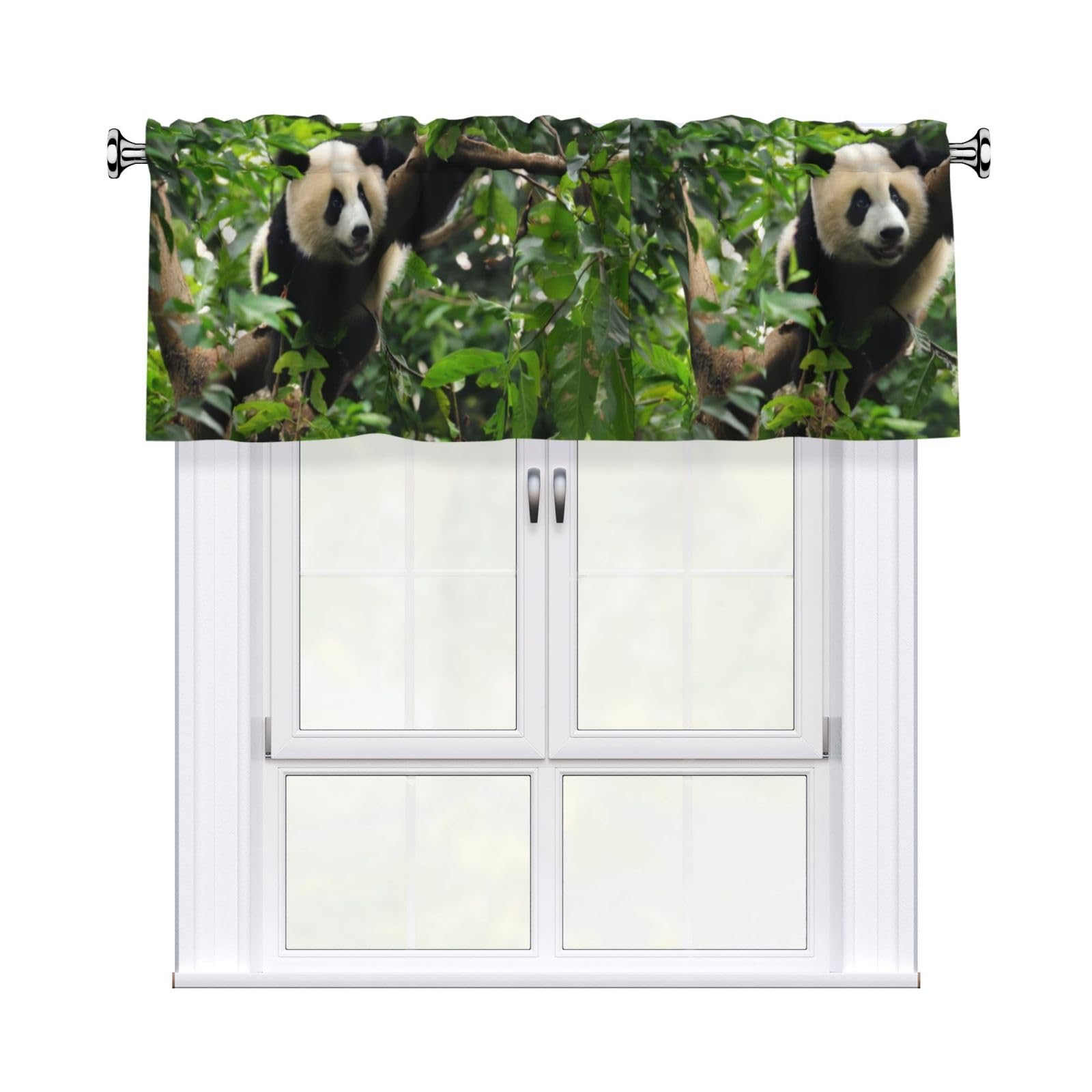 YYHHAOFA Panda Tree Prints Durable Kitchen Window Layer – 54x18 Inch 100% Polyester Valance with Precision Construction