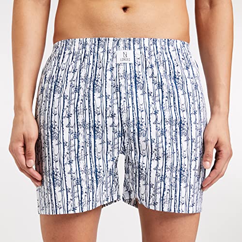Image of Longies Pure Mens 100% Cotton Boxers (Pack of 3) Regular Shorts (LGBOXPO3V003 Cream,Navi,Black3328 XL)