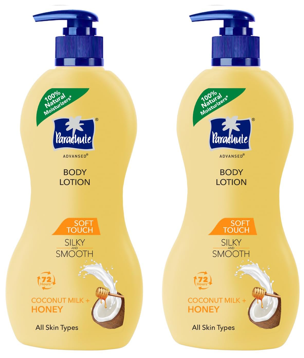 Parachute Advansed Soft Touch Body Lotion for Women & Men, All Skin types, 400ml | Pure Coconut Milk & Honey, 100% Natural, 72h Moisturisation (Pack of 2)