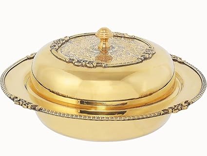 Tears Crafts Pure Donga, Emboss Design, tireen Serving Bowl, serveware for Dining, 10 inches Diameter, 1.5 Liter (1)