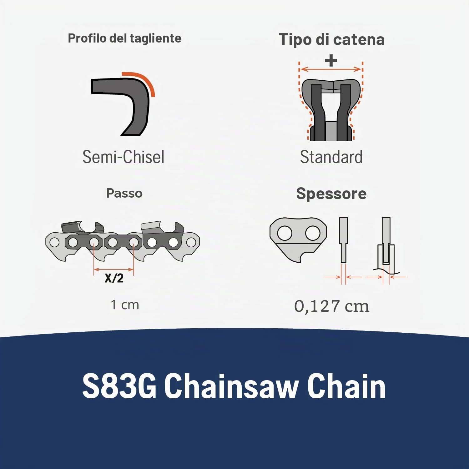 Husqvarna Catena per motosega S83G 18, passo 3/8", calibro .050, 68 maglie di trasmissione
