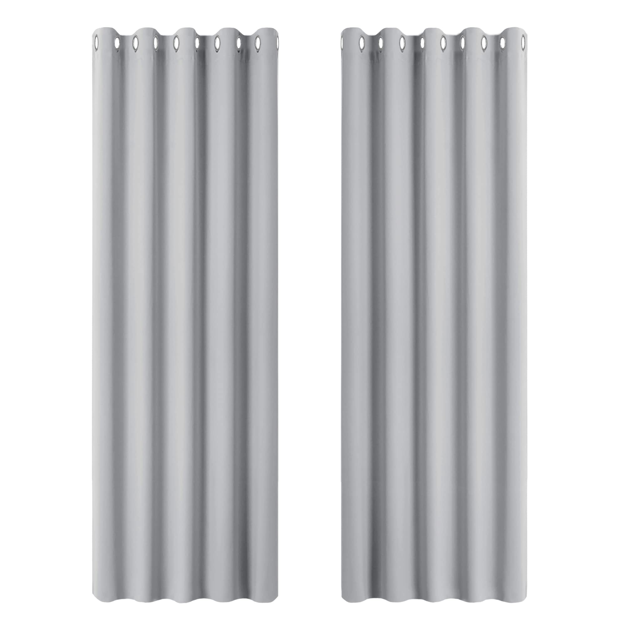 PONY DANCE Blackout Curtain for Home Decoration - Eyelet Thermal Window Curtains 2 Panels Set Elegant Style Energy Saving Long Door Drapes, 66 Inch x 90 Inch (Width x Length), Silver Grey โ image 1