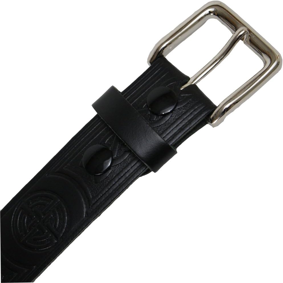 Men's 1.5" Celtic Knot Embossed Leather Belt Fits Waist Sizes 29" - 54"