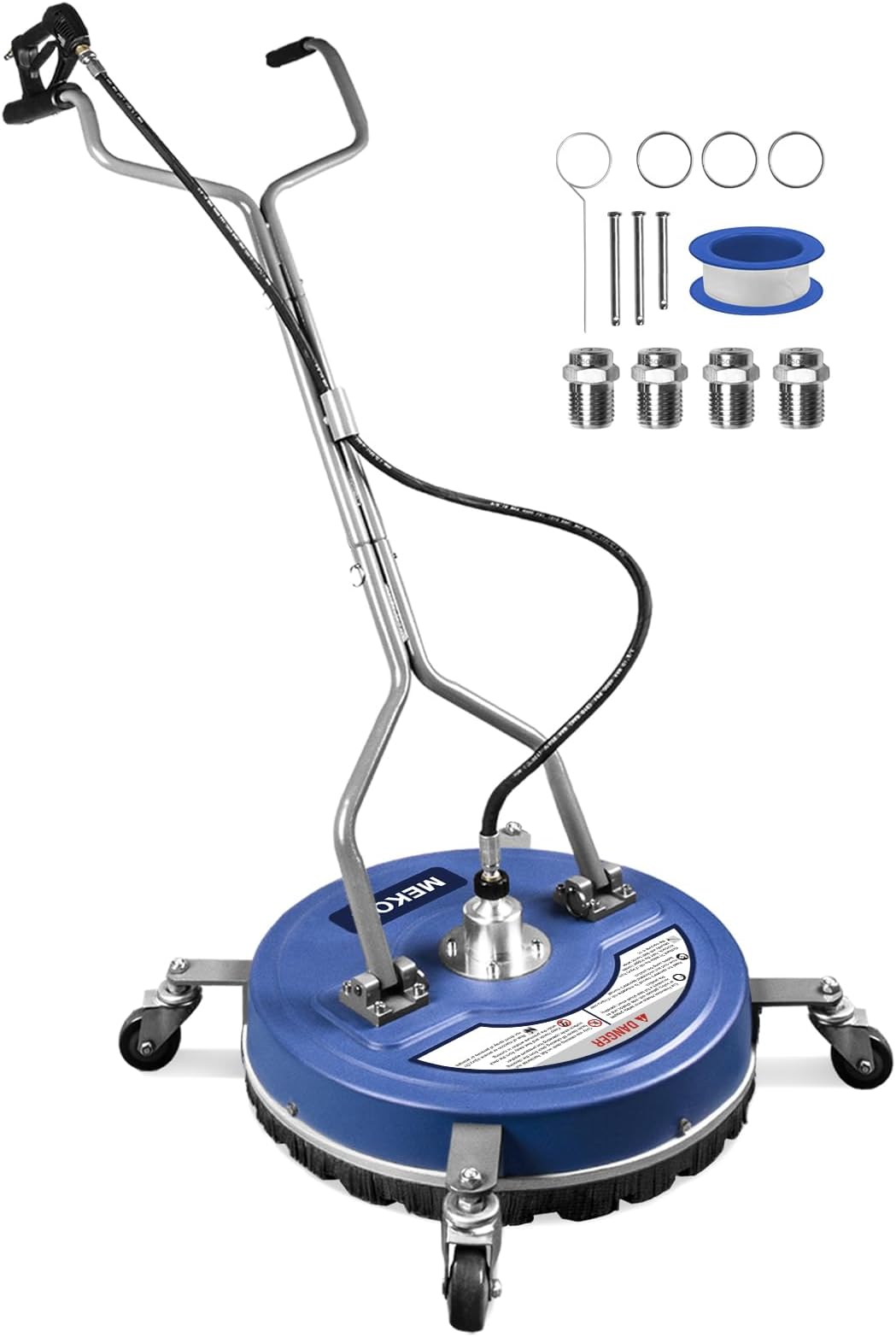 MEKOH Pressure Washer Surface Cleaner 20 inch, Power Washer Accessories 4000 PSI, Driveway Pressure Washer Attachment with 3/8 Inch Quick Connect, 3 GPM for Sidewalks