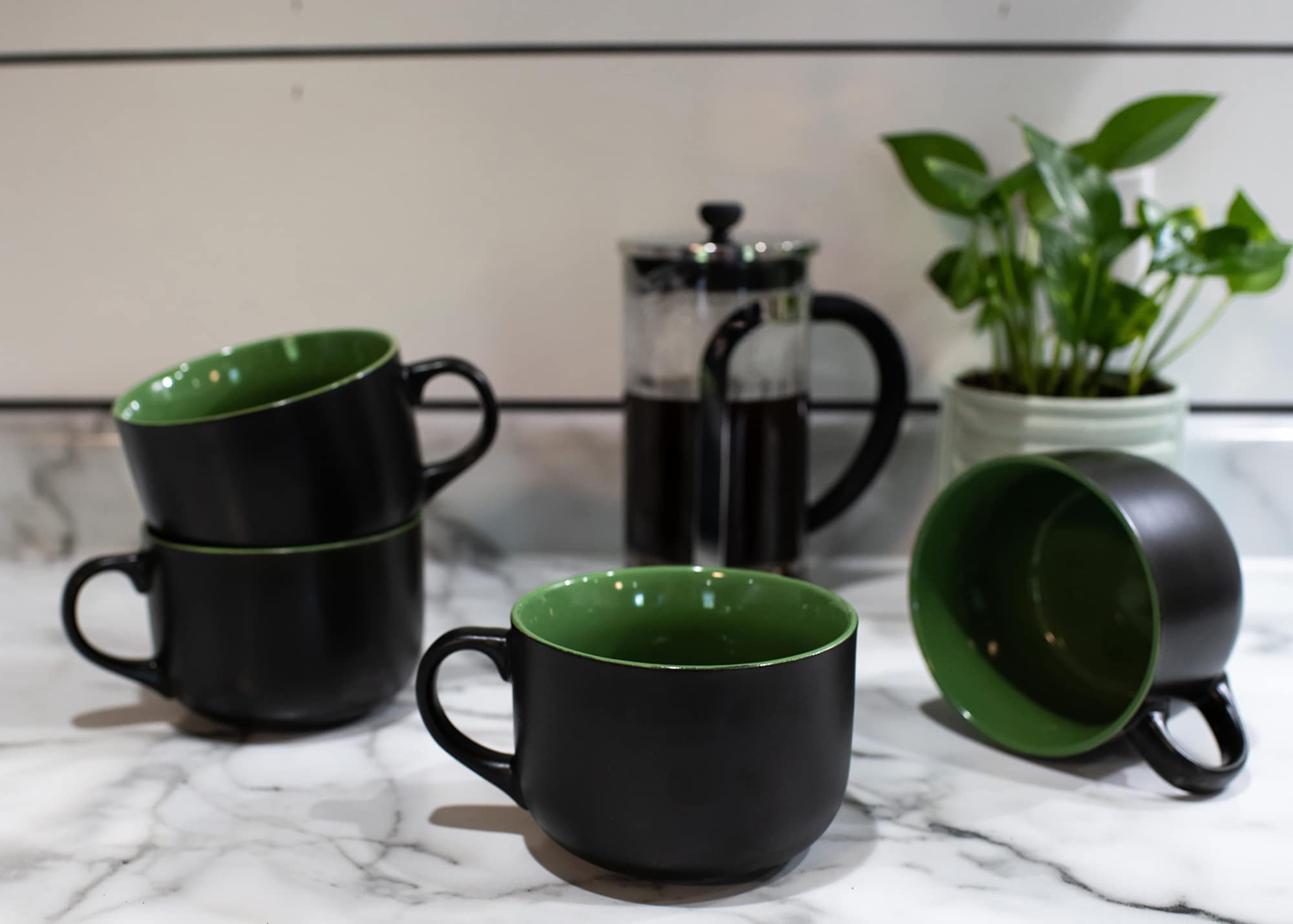 Elanze Designs Kolorowe Pop Green 680 ml błyszczące ceramiczne kubki Jumbo zestaw 4 szt