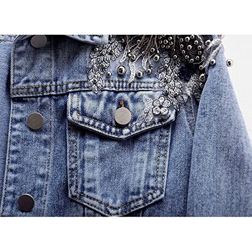 Wpyyi Women Wash Long Sleeve Beaded Embroidered Floral Slim Fit Short Denim Jackets Casual Jean Jacket Denim Coat (Color : Blue, Size : L Code) #TOP7