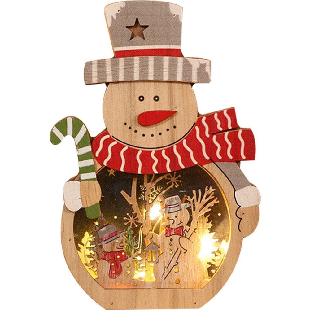 Fituenly Snowman Led Wooden Christmas Santa Claus Decoration Light Christmas Desktop Ornament Xmas Table Figurine Gift For Party Home Indoor