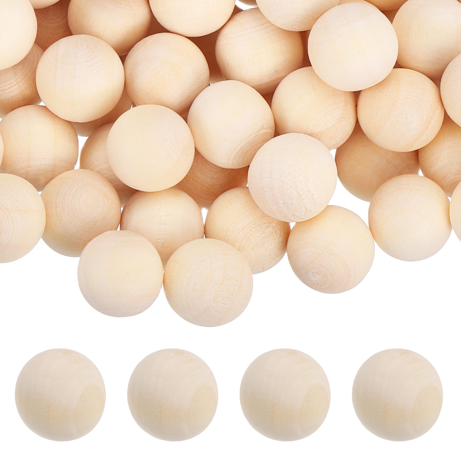 sourcing map 160 Pack Wood Balls, 12mm Unfinished Wooden Balls, Solid Hardwood Small Round Beads Natural Birch Wood Spheres for DIY Crafts, Christmas Ornaments, Jewelry Making