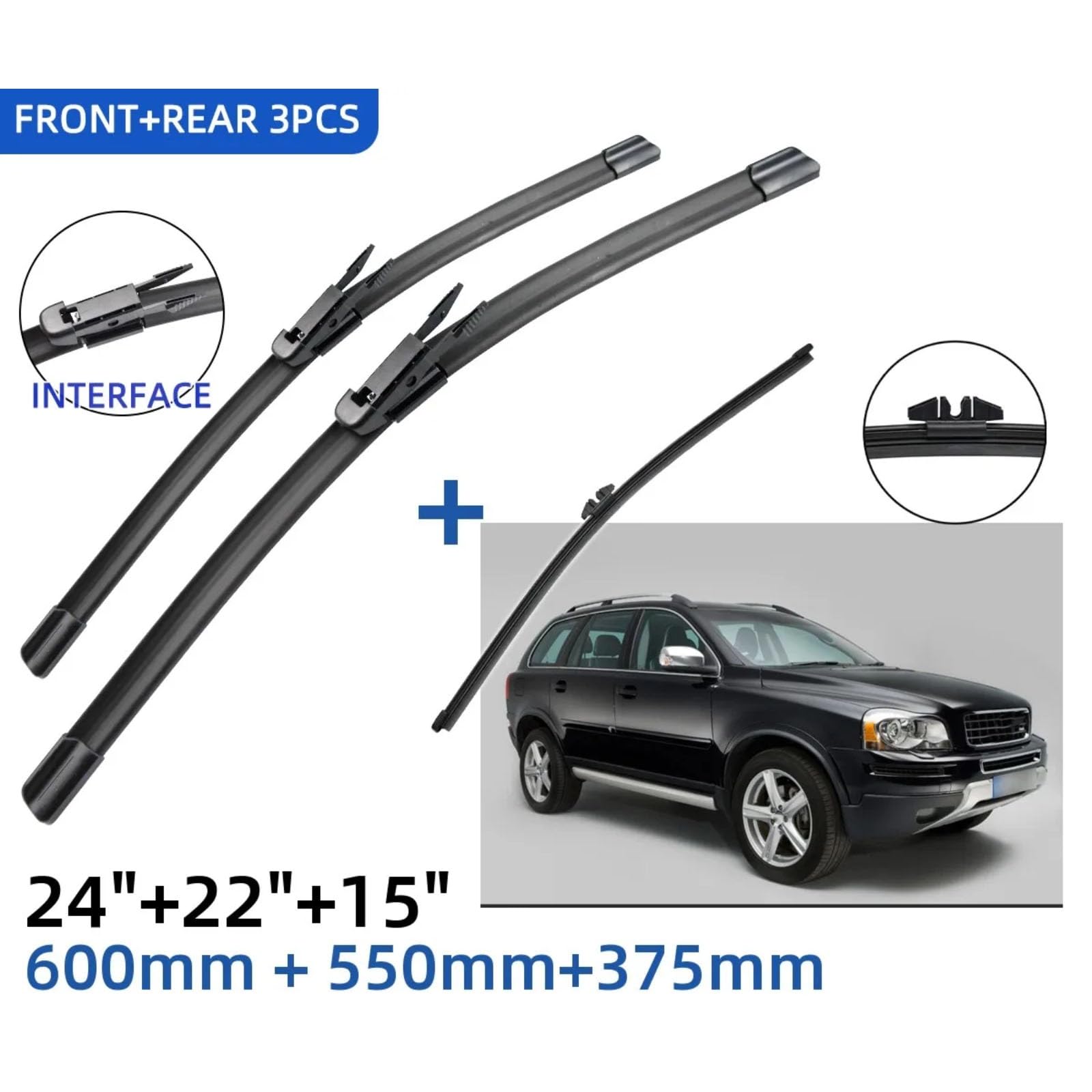 Tergicristalli Set Spazzole Tergicristallo Anteriori Compatibile Con Volvo Per XC90 MK1 2006 2007 2008 2009 2010 2011 Parabrezza Posteriore Di Ricambio