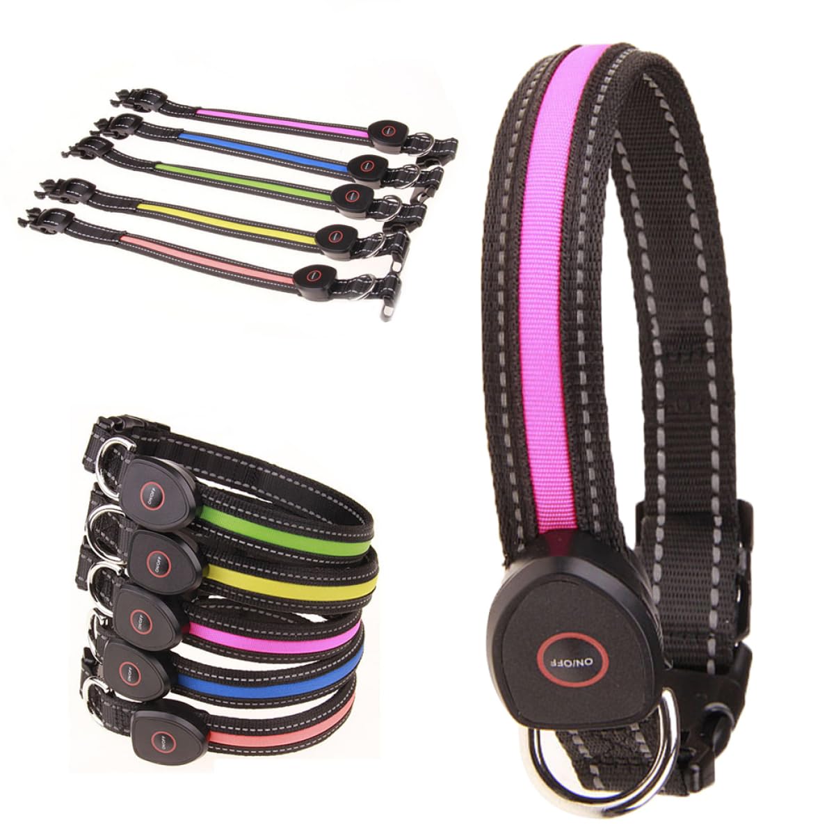POPETPOP 3 Pezzi Collare Luminoso Per Cani Led Ricaricabile Collana Lampeggiante Per Cani Con Visione Notturna Collare Circolare Taglia L