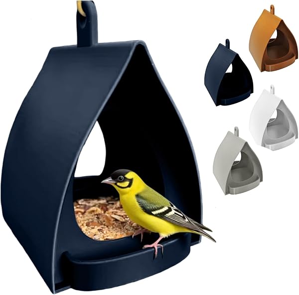 Mangeoire à Oiseaux pour Extérieur, Mangeoire à Oiseaux Sauvages Suspendue en Forme de Cabane avec Toit, Résistant Aux Intempéries, Maison Pluie d'extérieur pour Oiseau et écureuils (Noir) - 1