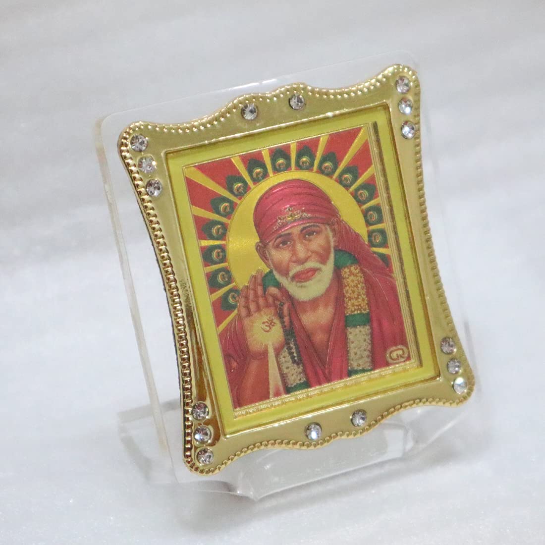 ShoppersduniyaShoppersduniya Golden Foil/Plated Sai Baba Idol for Car Dashboard Showpiece Décor in Home and Office