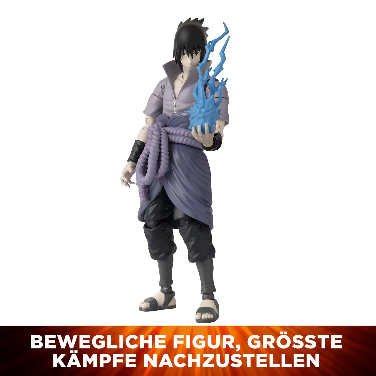 Bandai - Anime Heroes - Naruto Shippuden - Anime Heroes Figur 17 cm - Sasuke Uchiwa - Offizielle Naruto Lizenz - Gelenkige Sasuke-Figur - Manga Actionfigur - Spielzeug für Kinder ab 4 Jahren - 36902