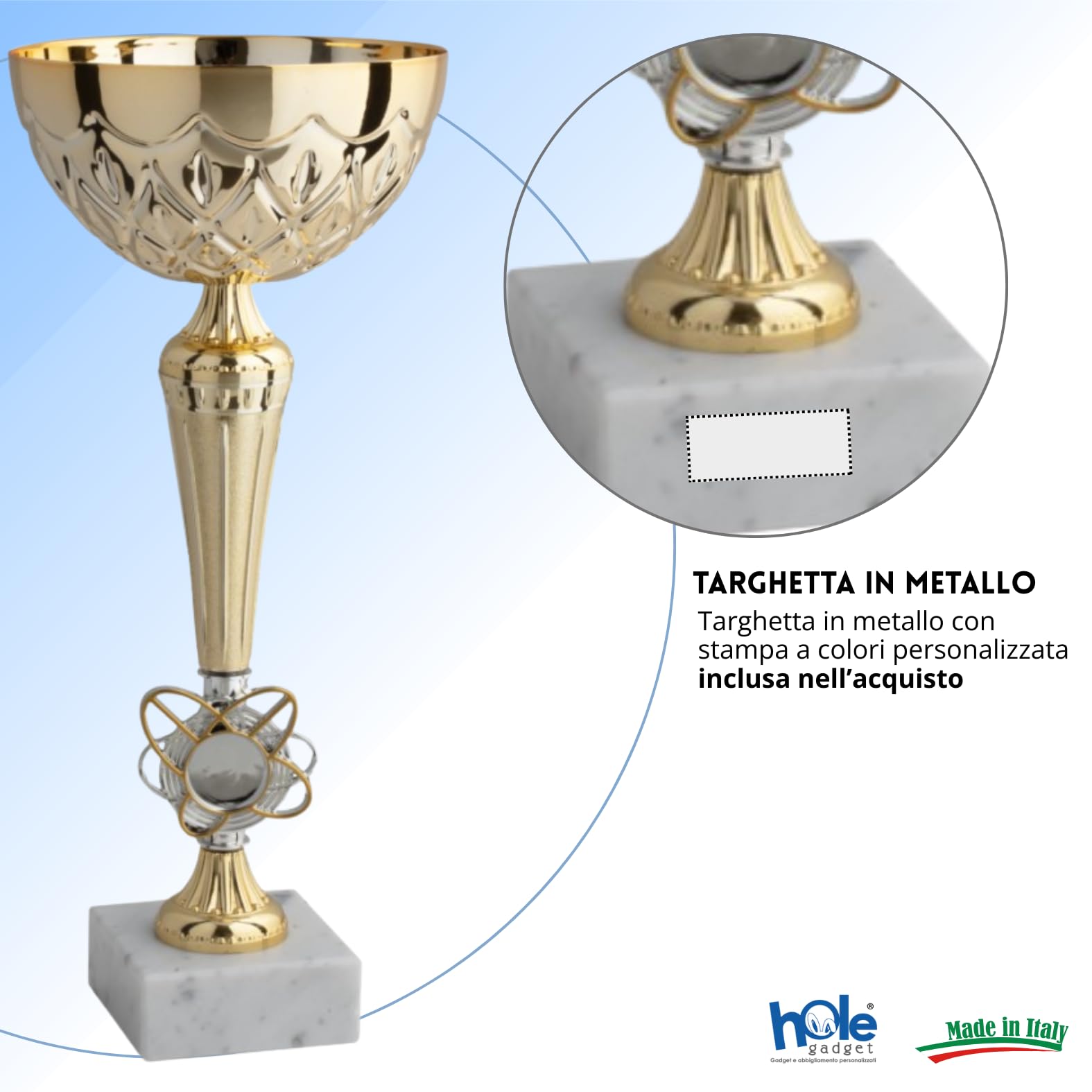 Coppa Trofeo Personalizzabile 35, 32, 29, 27 cm Singolo o Set Tutti Gli Sport, Calcio, Calcettto, Tennis, Basket, Padel, Fantacalcio, Premiazioni cod 13.051