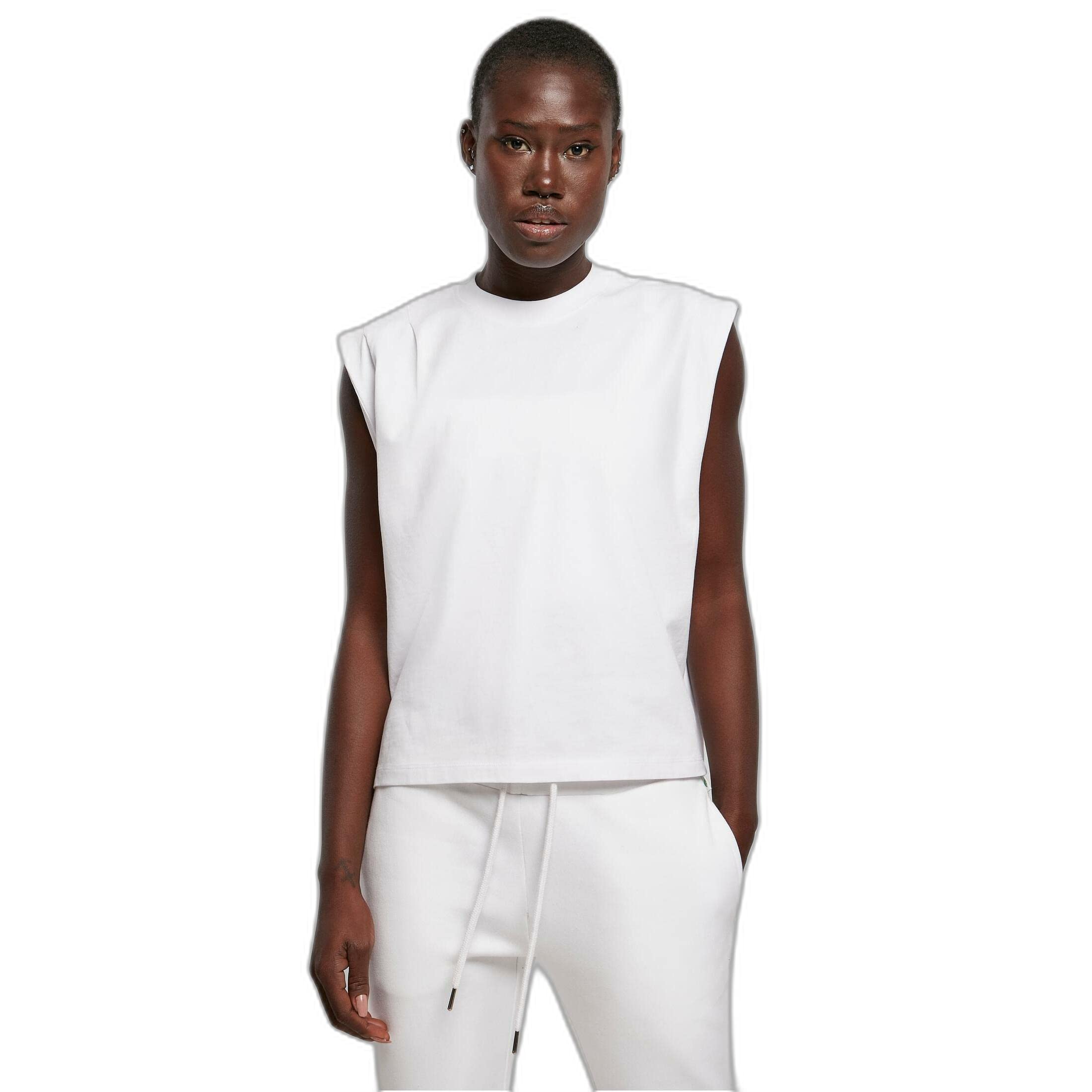 Urban Classics Women's Ladies Organic Heavy Pleated Shoulder Top T-Shirt, White, XXXXXL