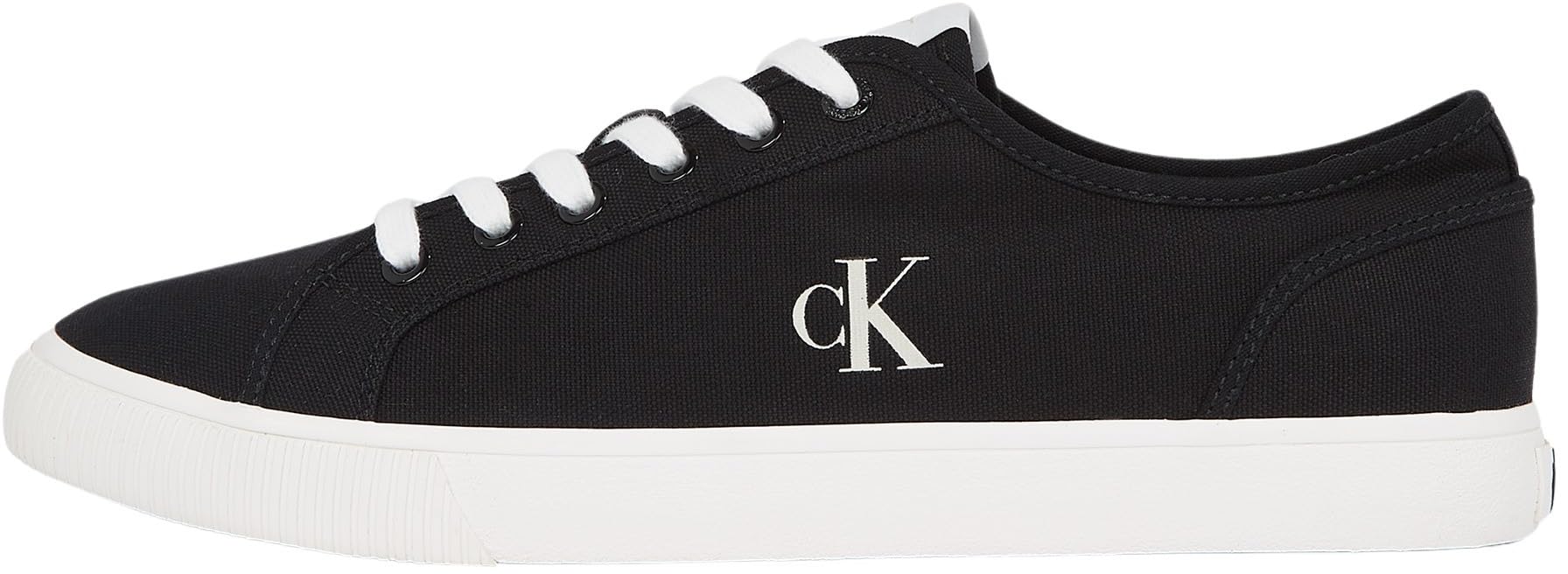 Calvin Klein Men’s Low Top Canvas Vulcanised Trainers, Black (Ck Black/Bright White), 8