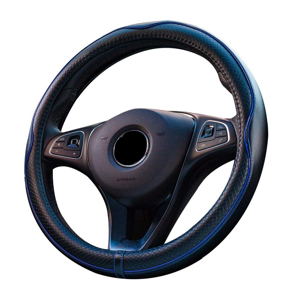 HONCENMAX Premium Vehicle Steering Wheel Cover Quality Comfy Car Steering Wheel Protector Universal Diameter 38cm(15") - Genuine Leather