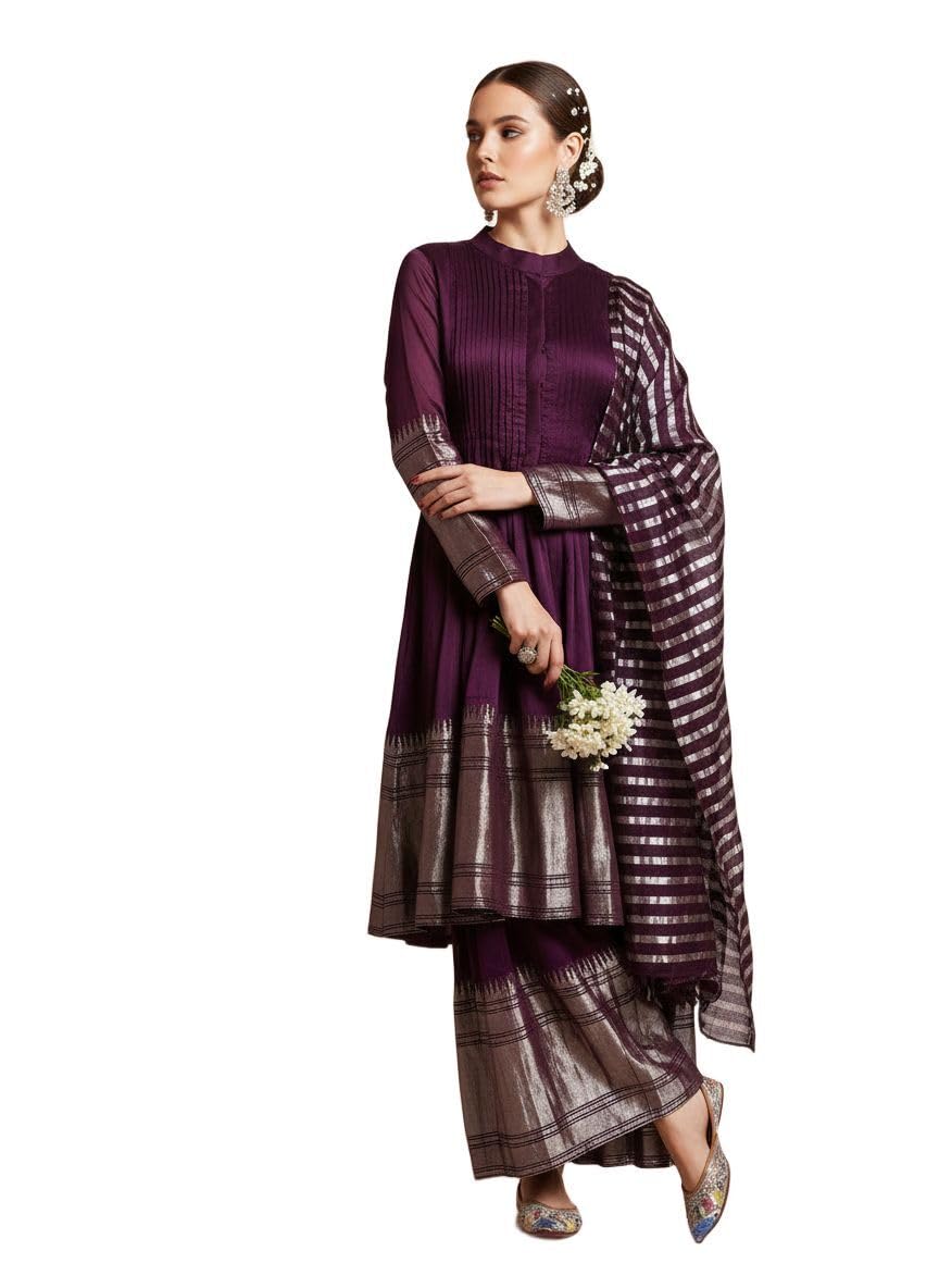 Indian Kurti for Womens With Palazzo Dupatta| Art Silk Woven Sarara Style Kurta Kurtis Tunic For Women