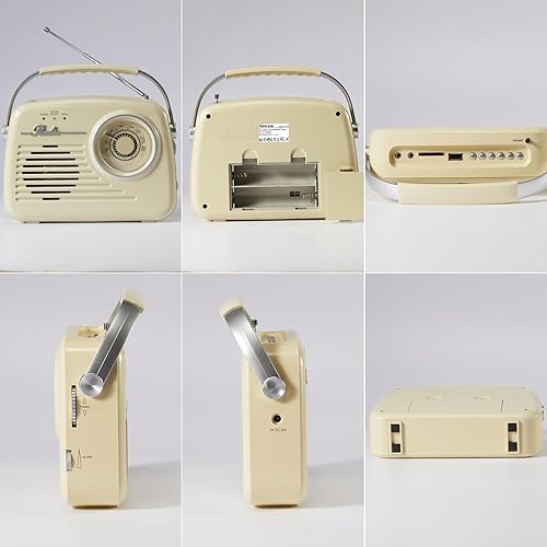Miniatura 8 de Radios portátiles AM FM, funciona con pilas y enchufe de pared para el hogar, al aire librecocina, radio retro vintage con Bluetooth, esfera grande,