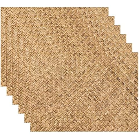 100 Pcs Rattan Paper Placemats 11.8 x 15.7 Inch Disposable Wicker Printed Paper Place Mats Farmhouse Disposable Wicker Chargers for Dinner Plates Woven Pattern Rectangle Table Mats for Dining Wedding Cover
