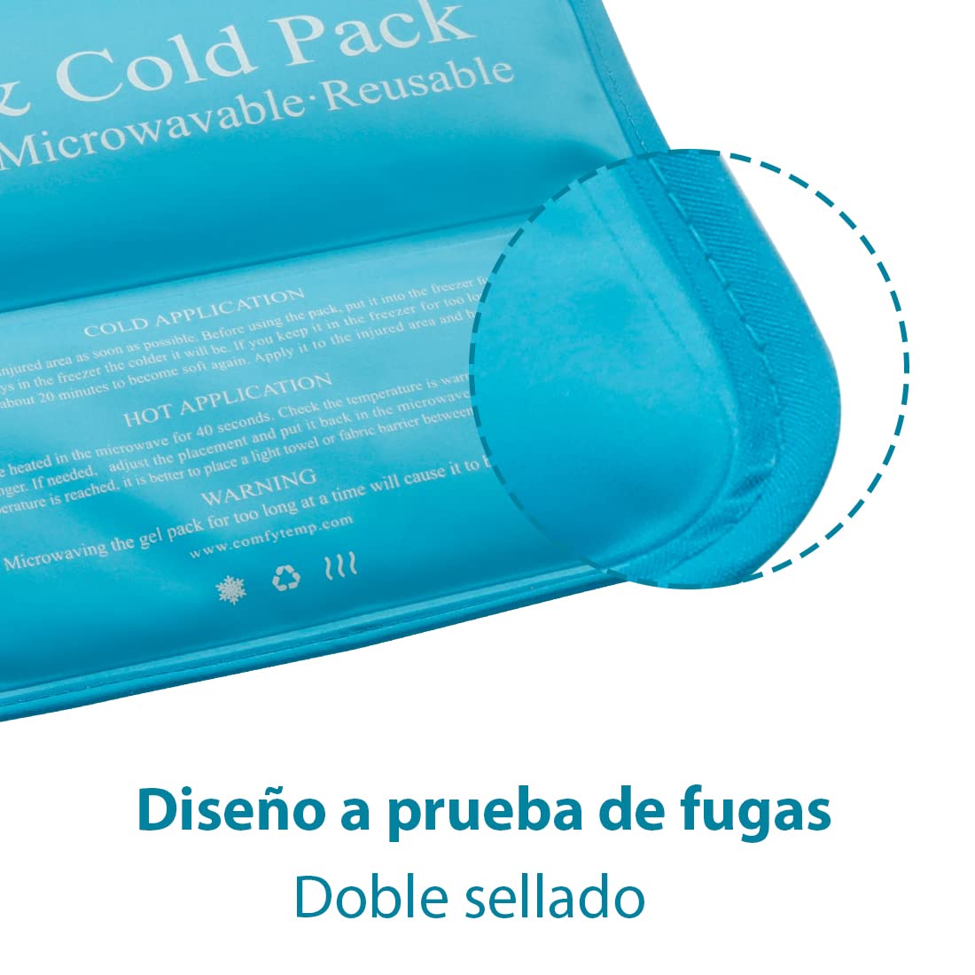 Comfytemp Bolsas Gel Frio Reutilizables con Correas, 27 x 37 cm, Bolsa Hielo Grande para Hombros, Rodillas, Codos, Caderas, Espalda, Frío/Calor Compresas para Esguinces, Hinchazón y Contusiones Azul