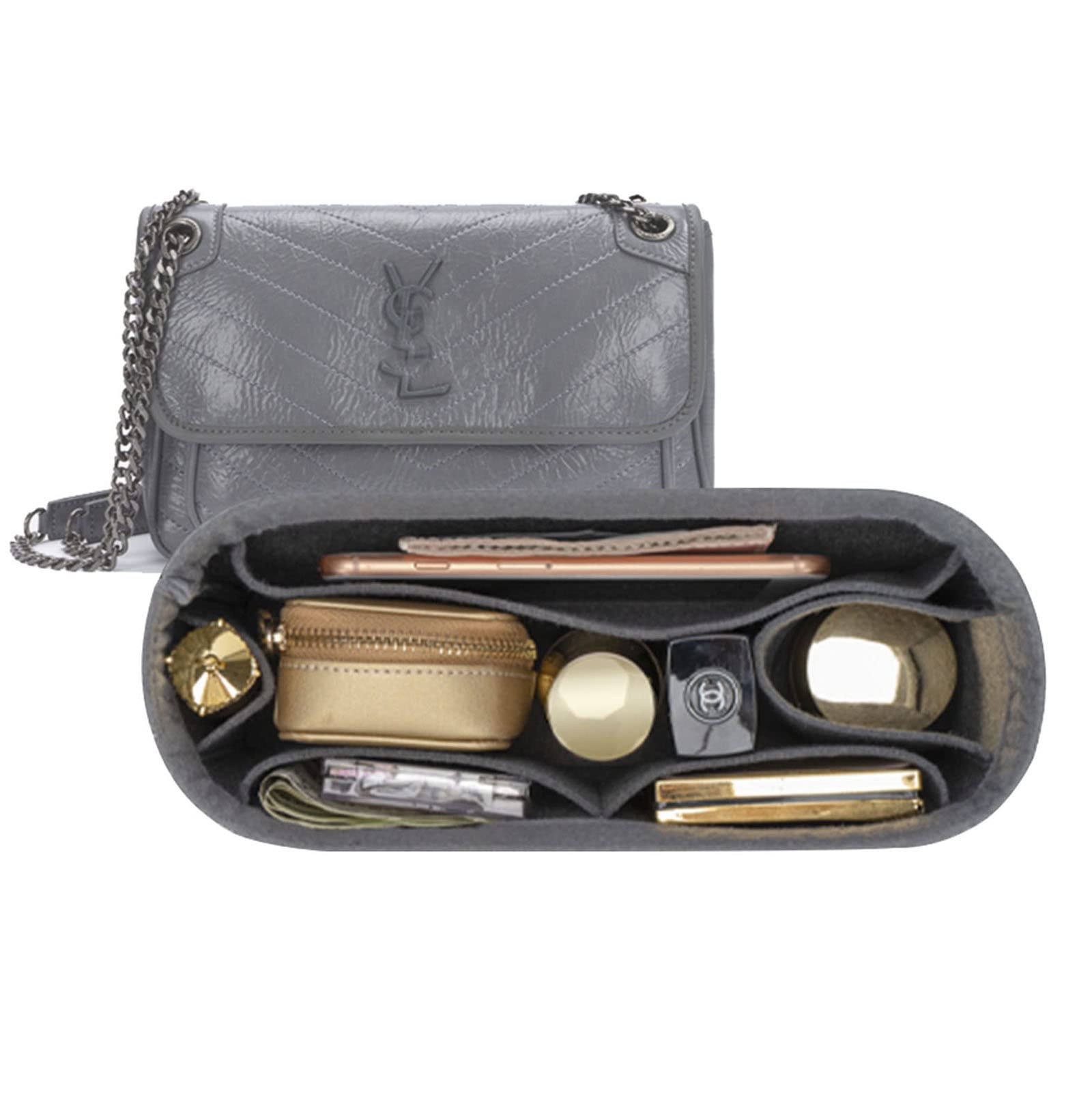 LckaeyPurse Organizer Insert for NIKI 32 bag tote Saint organizer for Vagabond Bag insert 2043Grey blue-L