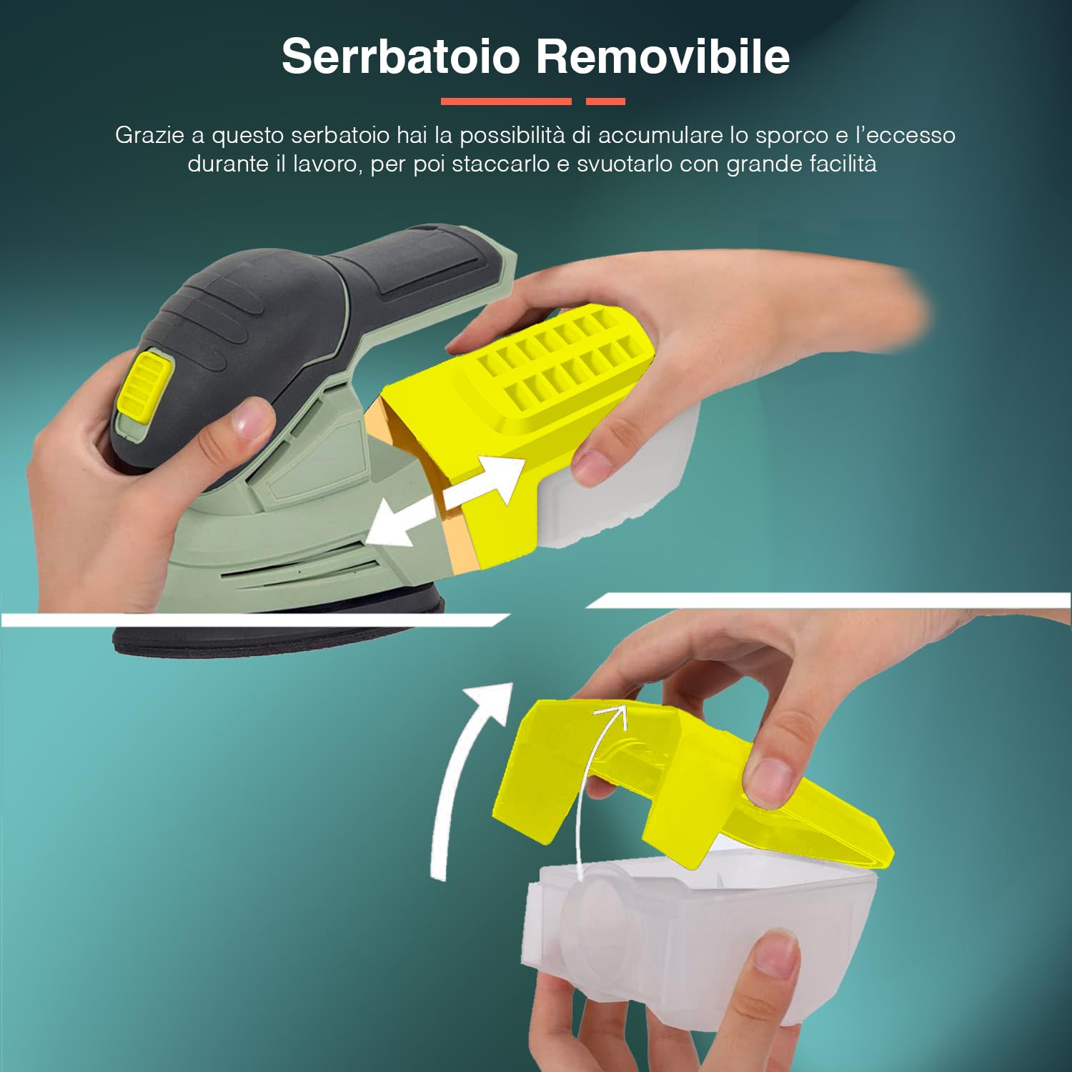 Levigatrice Orbitale di Precisione 20V - Levigatrice Palmare a senza Fili, con Platorello Triangolare 135mm, Motore Bipolare, Batteria non Inclusa