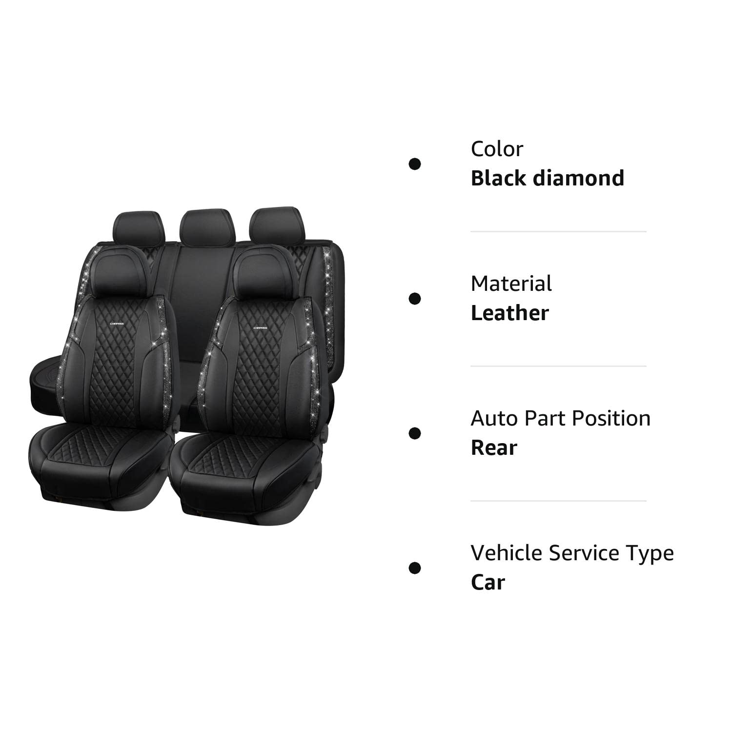 CAR Pass Bling Nappa Leather Car Seat Covers, Microfiber Luxury