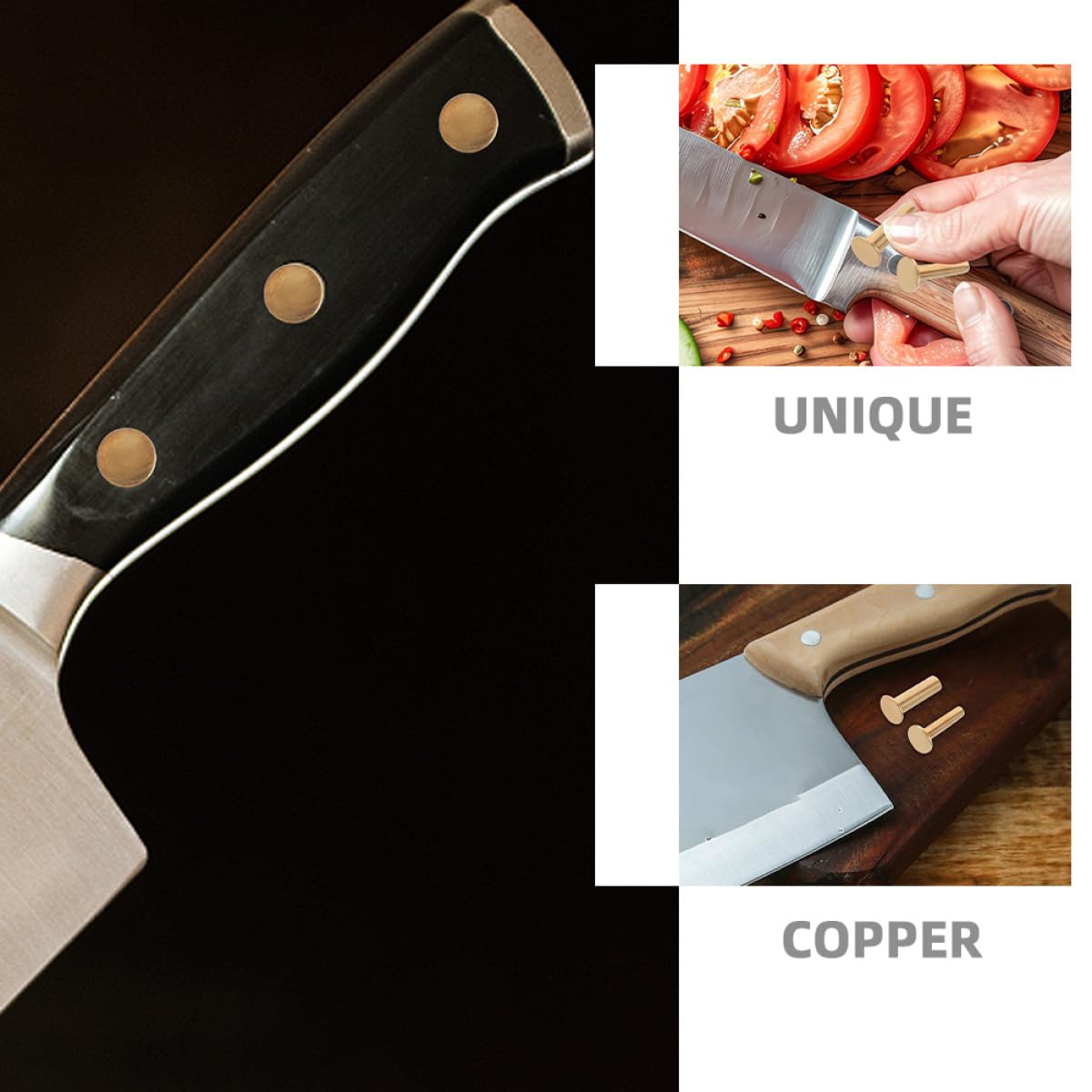 SOLUSTRE Set 7 Paia Rivetti in Rame per Manico da Cucina Fissaggio Sicuro e Facile Installazione Manici per Fai da Te e Riparazioni