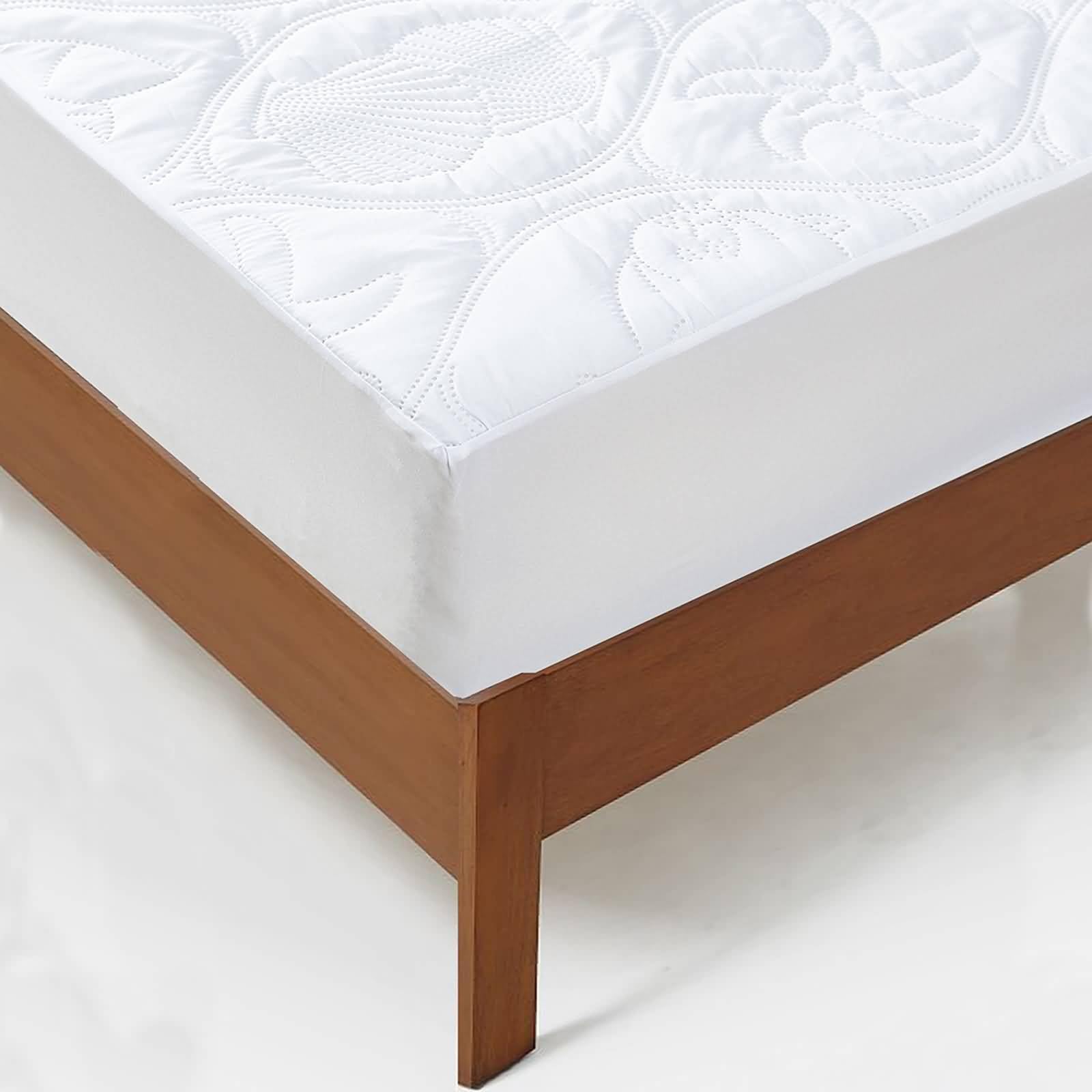 Betttuch 100x203+45cm Faltbar, Spannbettlaken Wasserbett Einfarbig, Faltenresistent Ausbleichen Polyester Bett Laken Bezug Weiß Unterbett für Matratze