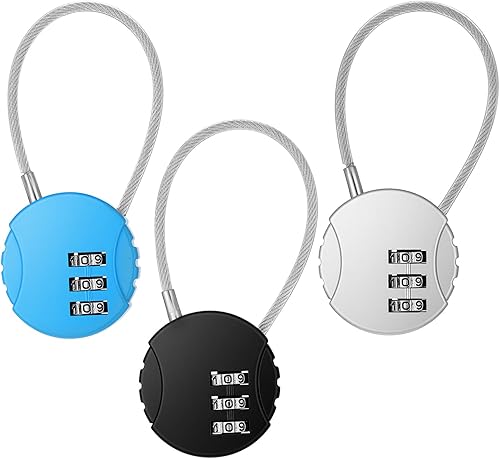 3 cerraduras de 3 dígitos de combinación pequeña para casillero, candado de gimnasio para exteriores, cerraduras de equipaje reiniciables,