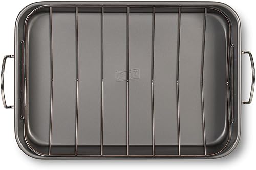 Miniatura 5 de Glad Asador antiadherente de 11 x 15 pulgadas  Plato de metal resistente con estante  Bandeja grande para horno para hornear pavo, pollo y verduras