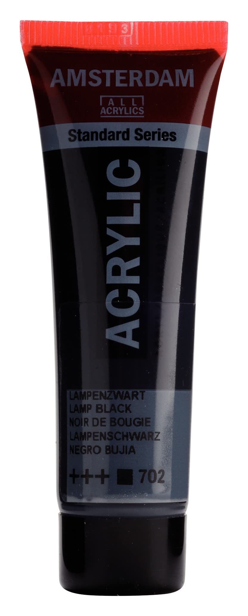 Amsterdam Standard Series Acrylic Paint Tube - 20 ml Lamp Black 702 - High Viscosity Opaque Color - Lightfast Pigments - Durable Satin Finish - Water-Based - For Canvas & Wood - Made in Netherlands