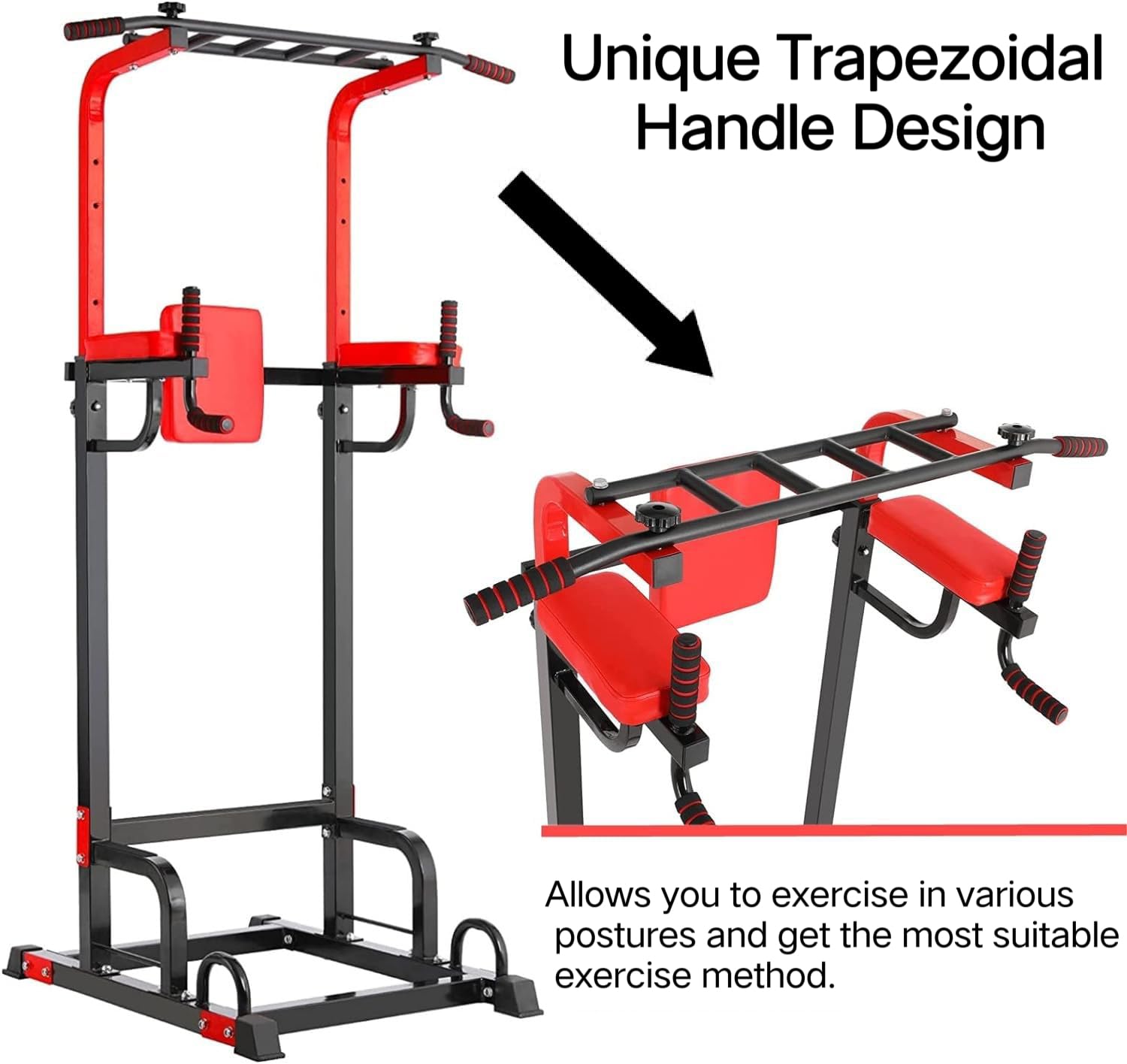 TLGREEN Multifunktionale Power Tower Dip Station Klimmzugstange Freistehend Höhenverstellbar von 158-220cm Home Gym Kraftstation Kraftturm Trainingsgerät für Zuhause Pull Up Bar