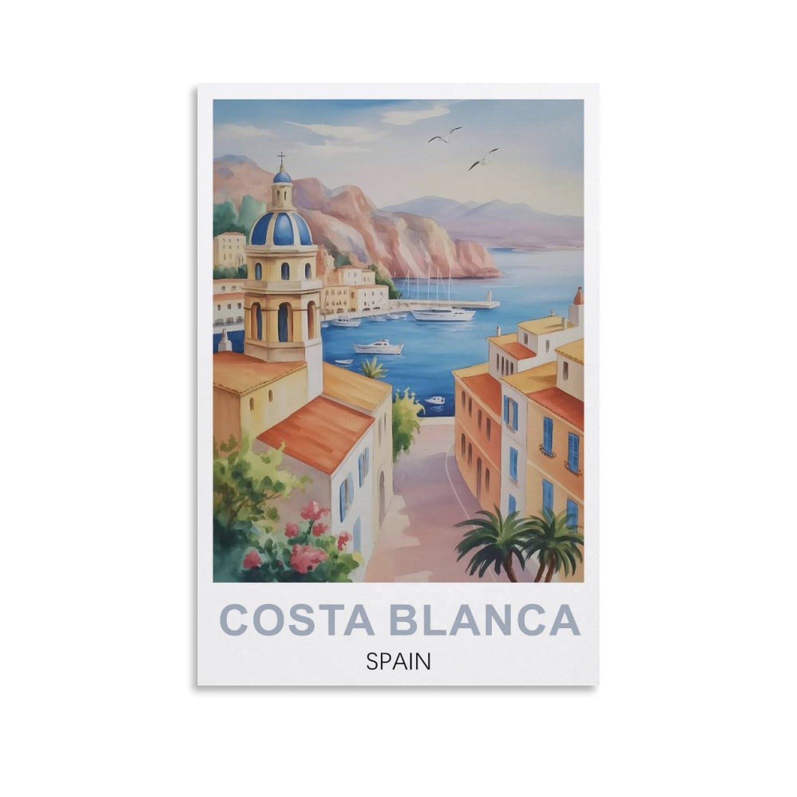 Ezmlfa S331 5D Diamond Painting Kits,Costa Blanca Spain,Diamond Painting Kits For Beginners Round Full Drill Painting With Diamonds Gem Art For Home Wall Decor 30X40cm