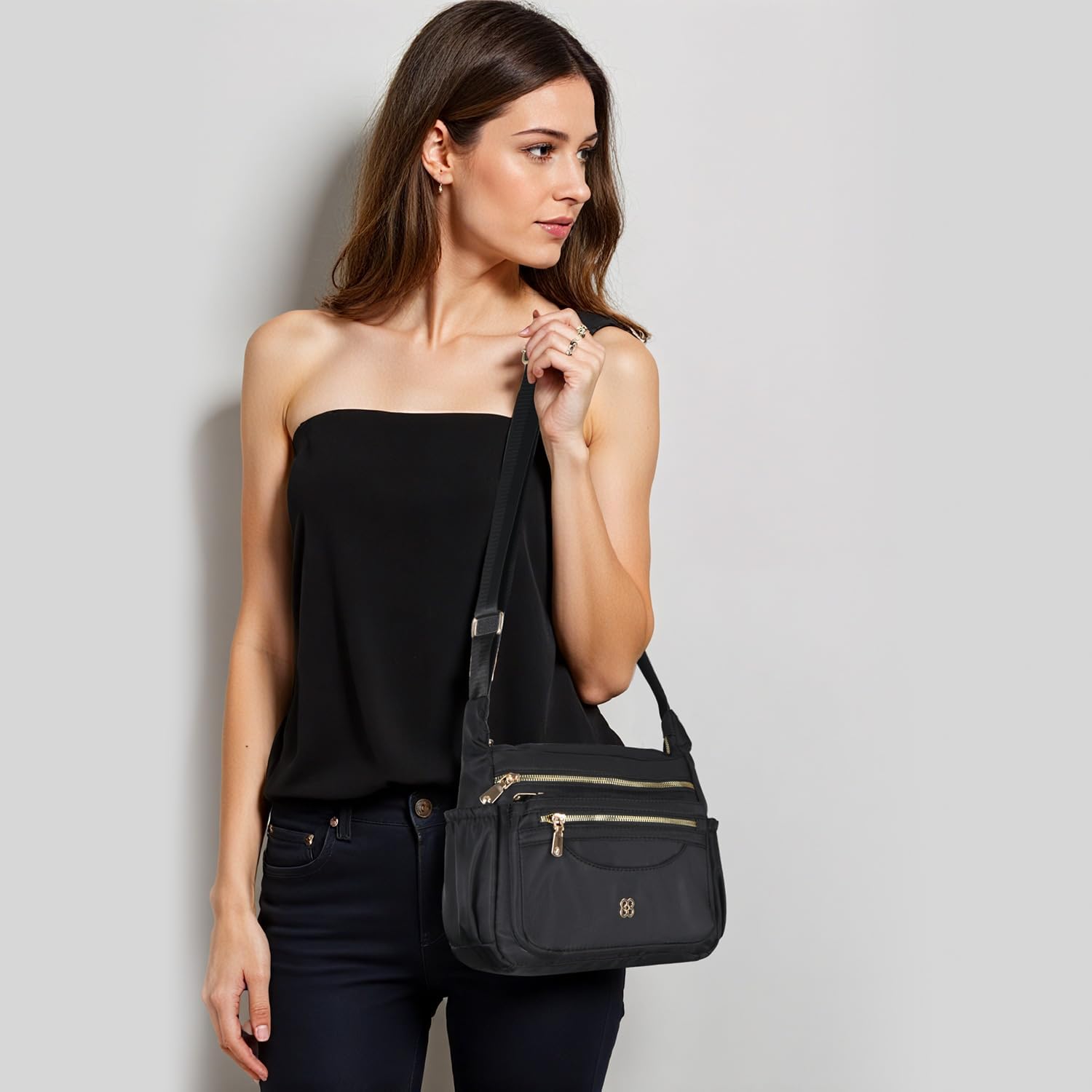 Messenger Bag for Women Nylon Waterproof Shoulder Purse Crossbody Bag Lightweight Travel Bag with Multiple Pockets - Image 3