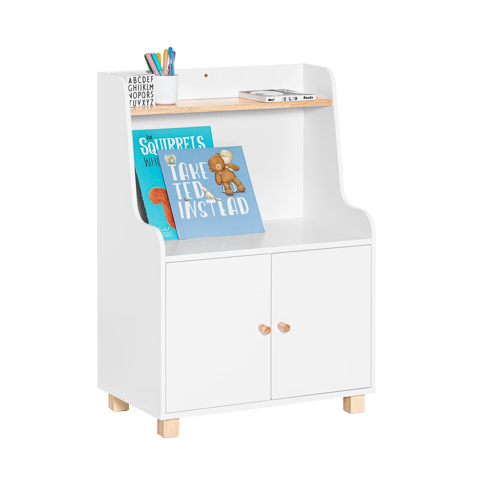 SoBuy Comodino per bambini Scaffale per cameretta per bambini Mobili per cameretta Bianco 60x35x87cm KMB84-W