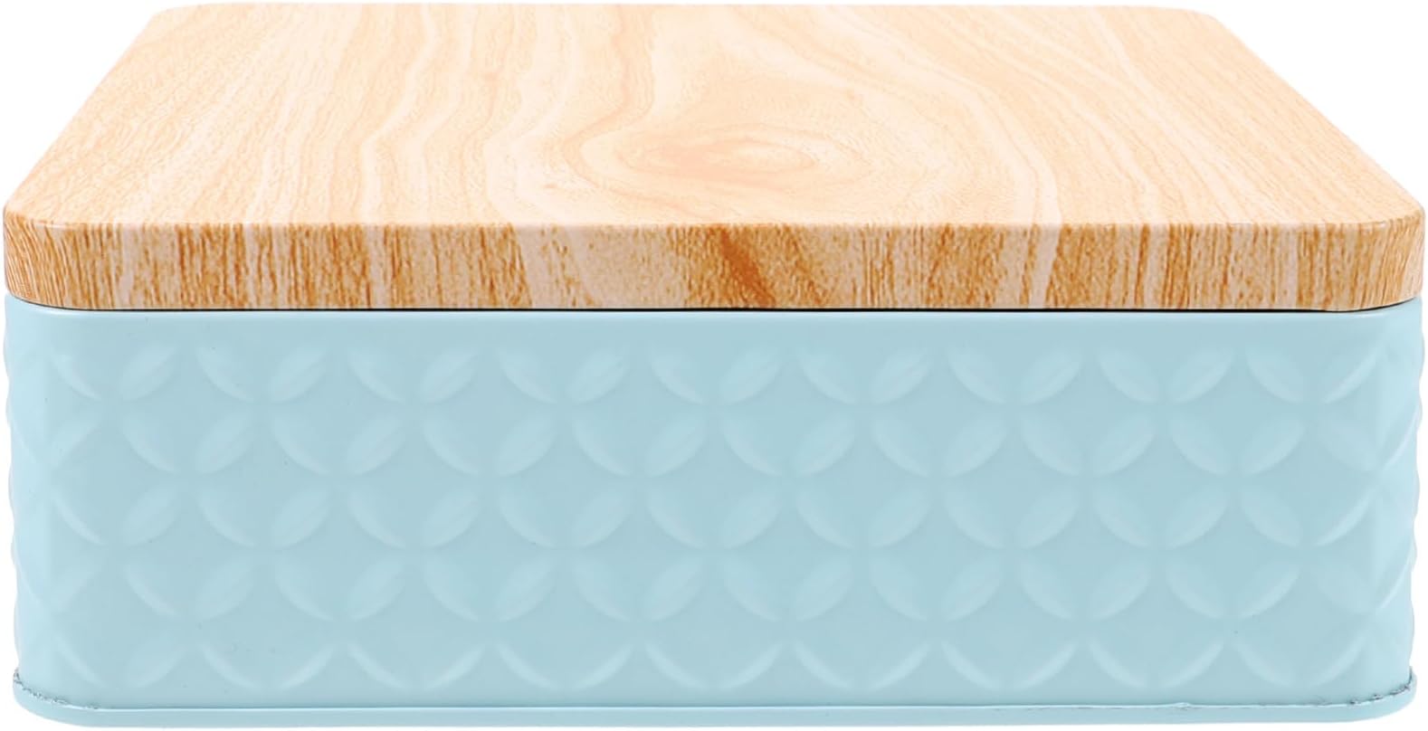 Metal Tin Cookie Box with Lid, Square Biscuit Storage Container for Baking and Candy, Airtight Food Storage Tin for ’ Snacks and Packaging, Blue Basket Color