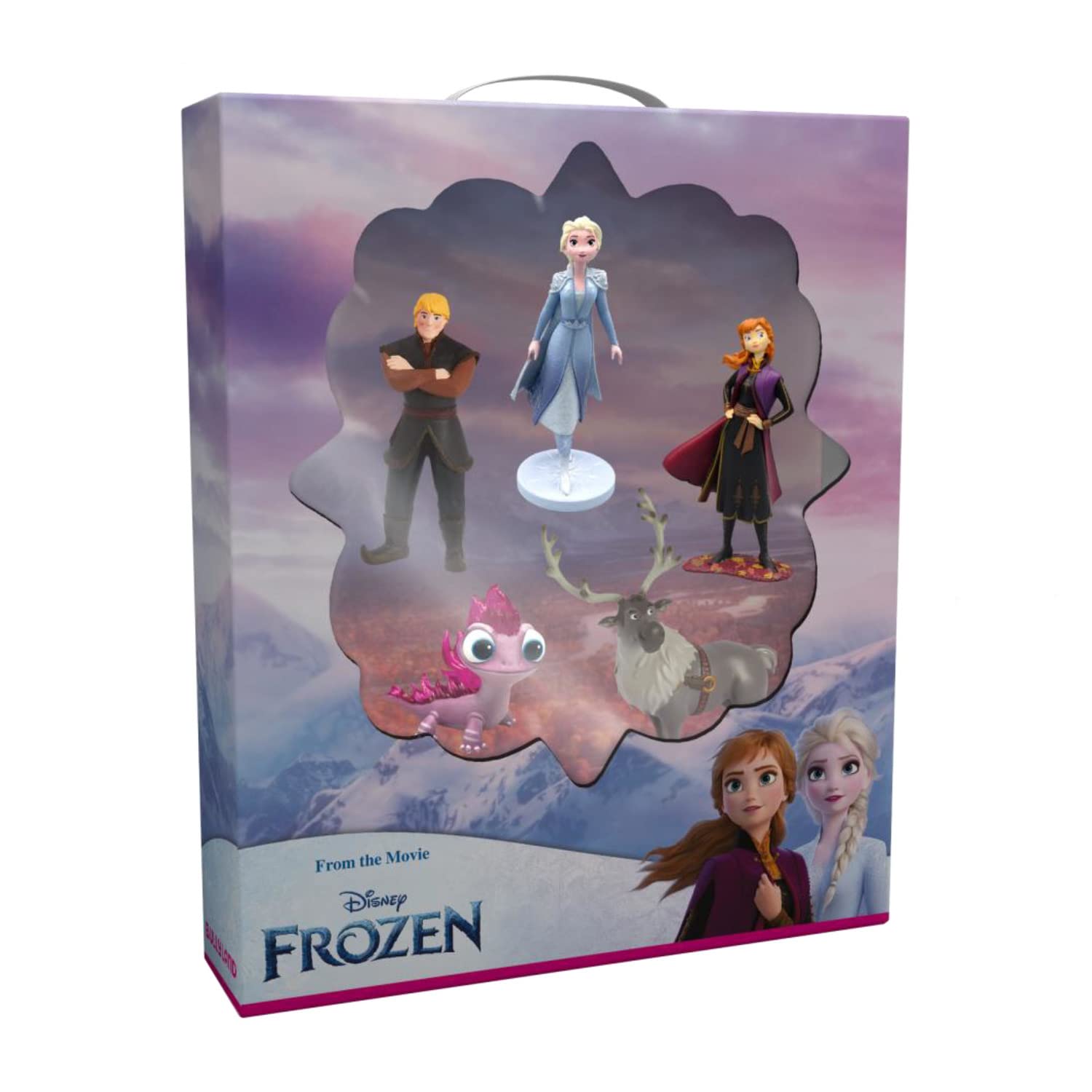 Bullyland 13414 Princess Elsa, Anna, Salamander Bruni, Kristoff and Sven Anniversary Figure Set by Walt Disney The Ice Queen 2 - Ideal Gift for Children from 3 Years