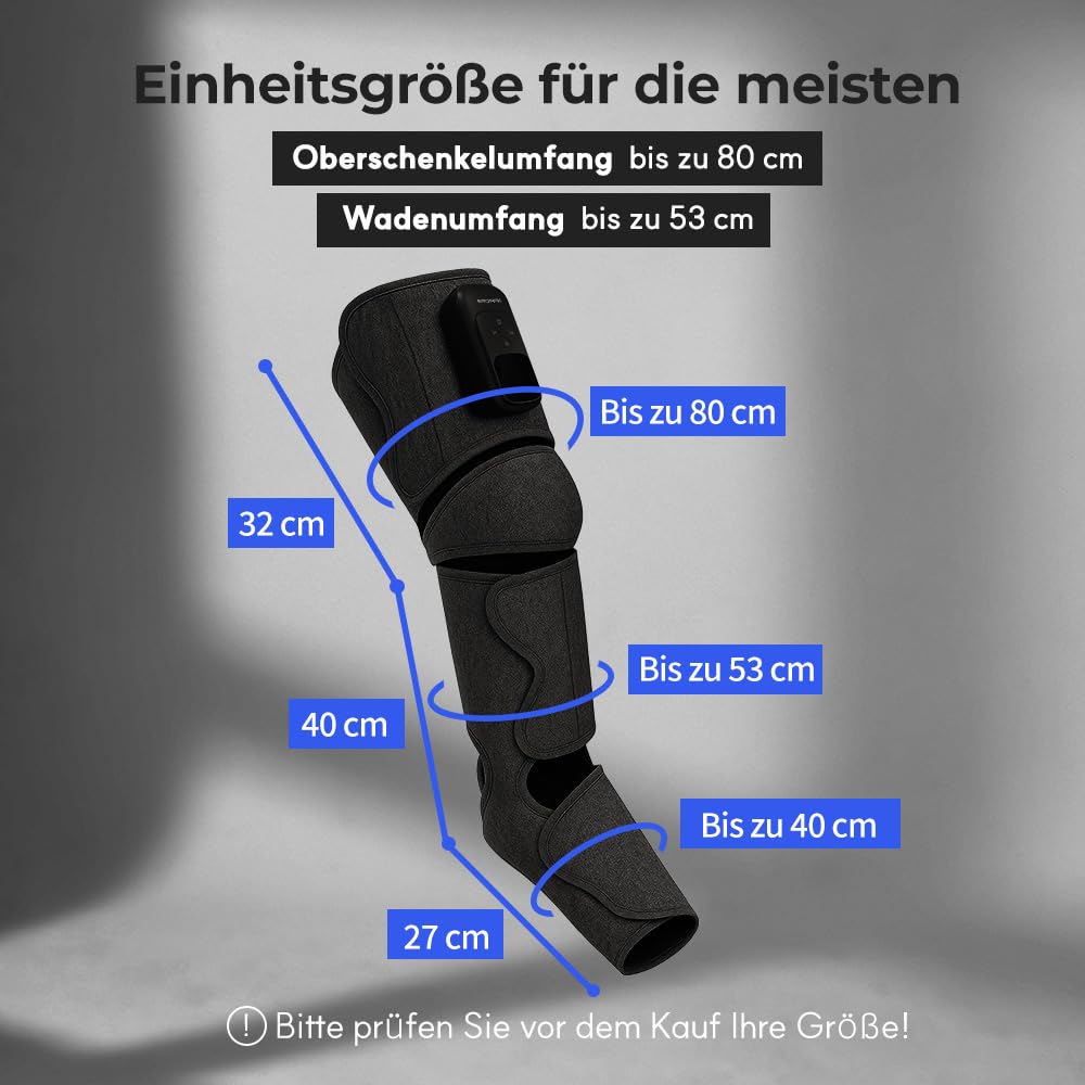 HuBDIC HubiCare Kabelloses Beinmassagegerät mit Wärme- und Luftkompression für Durchblutung und Schmerzlinderung, 5 Modi mit 5 Intensitäten, reduziert Schwellungen, Muskelentspannungsgerät (Schwarz)