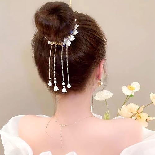 Miniatura 5 de 3 pinzas para el cabello con diamantes de imitación para mujer, pinzas largas de borla para el cabello, accesorios antideslizantes para el cabello,
