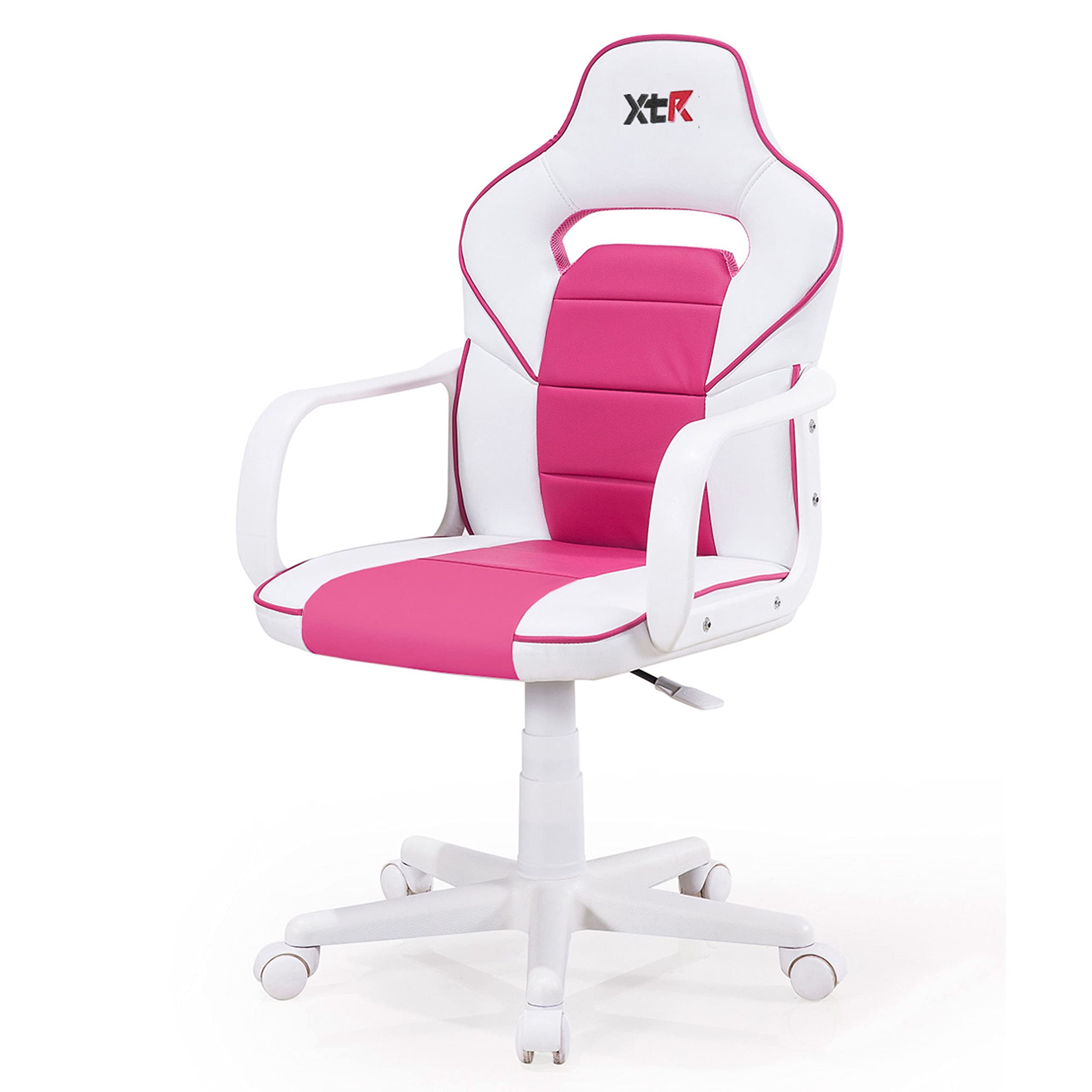 Miroytengo Silla Gamer Vanellope Color Blanco y Rosa Estilo Gamer Sillón Giratorio Estudio Oficina 60x108x60 cm
