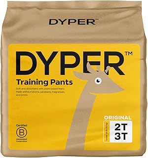 DYPER Viscose from Bamboo Toddler Potty Training Pants Girls & Boys Size 2T-3T, Honest Ingredients, Day & Overnight, Made with Plant-Based* Materials, Hypoallergenic for Sensitive Skin, Unscented 26Ct
