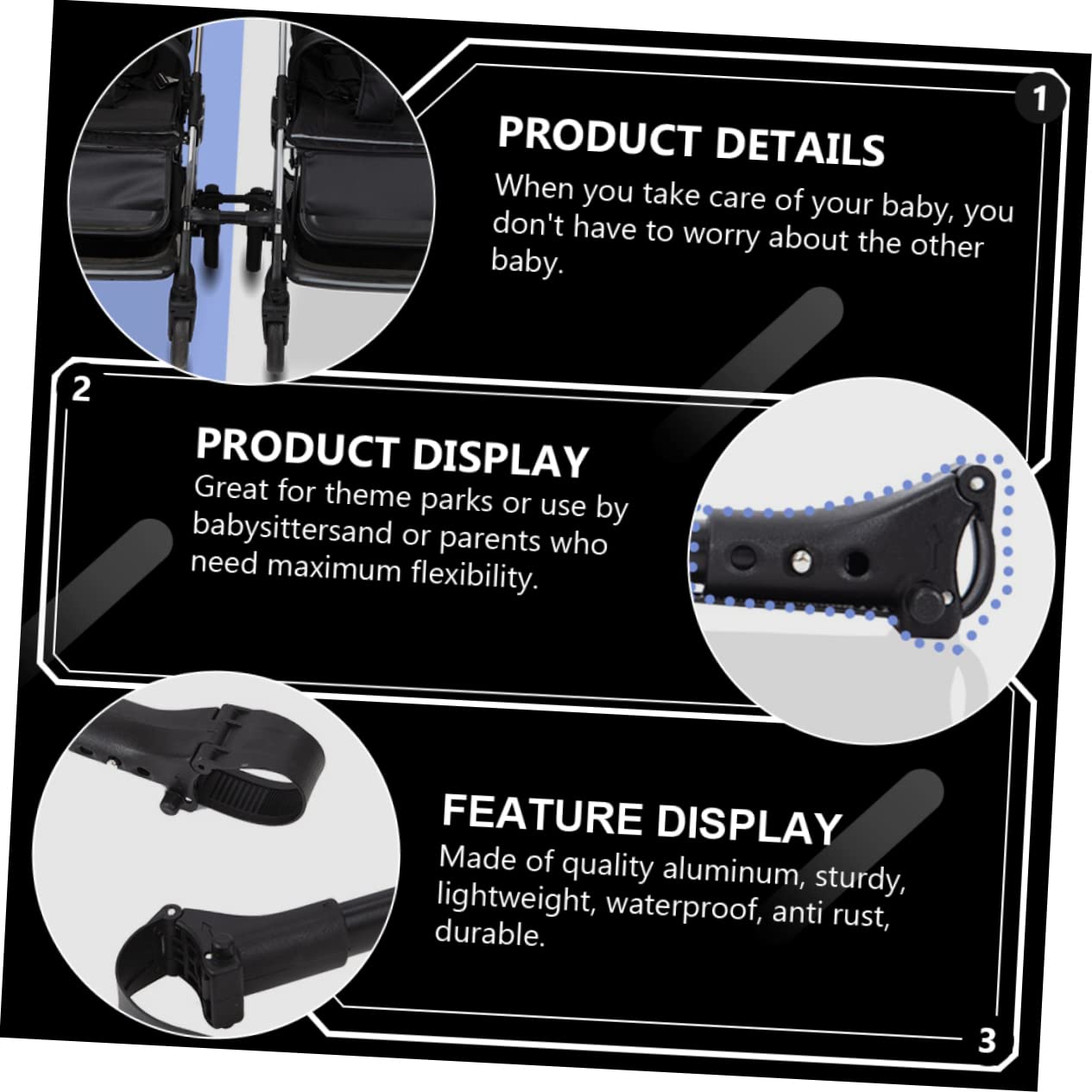 KOMBIUDA 3 piezas accesorios de enchufe para cochecito de bebé en automotor Twin Cochecito Automotriz Conector universal Cochecito Conector Twin Cochecito Conector de Cochecito