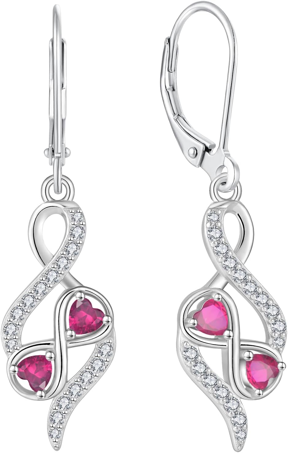 Infinity Leverback Women's Earrings 925 Sterling Silver Dangle Earrings Sparkling Cubic Zirconia Wedding Earrings for Bride