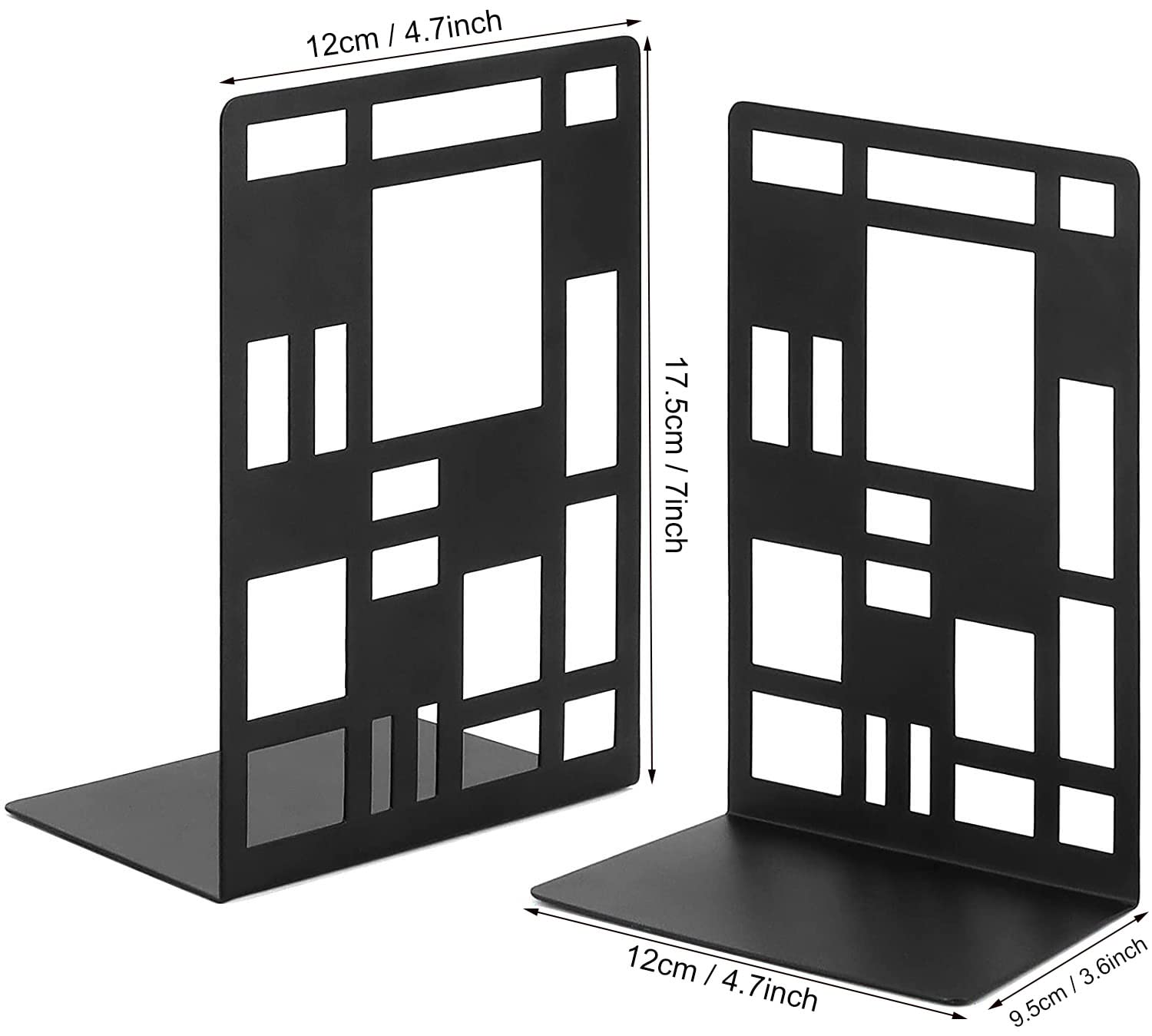 3 Paia Fermalibri per Mensole Metallo Reggilibri de Mensole Porta Libri da Scrivania Decorativi Fermalibri per Libri Pesanti Antiscivolo per Ufficio Scuola Biblioteca Casa Nero